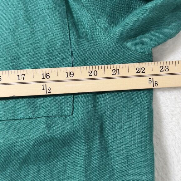 Doncaster Tunic 100% Linen Top Womens Sz 12 Green 3/4 Sleeves Mandarin Collar - Picture 10 of 13